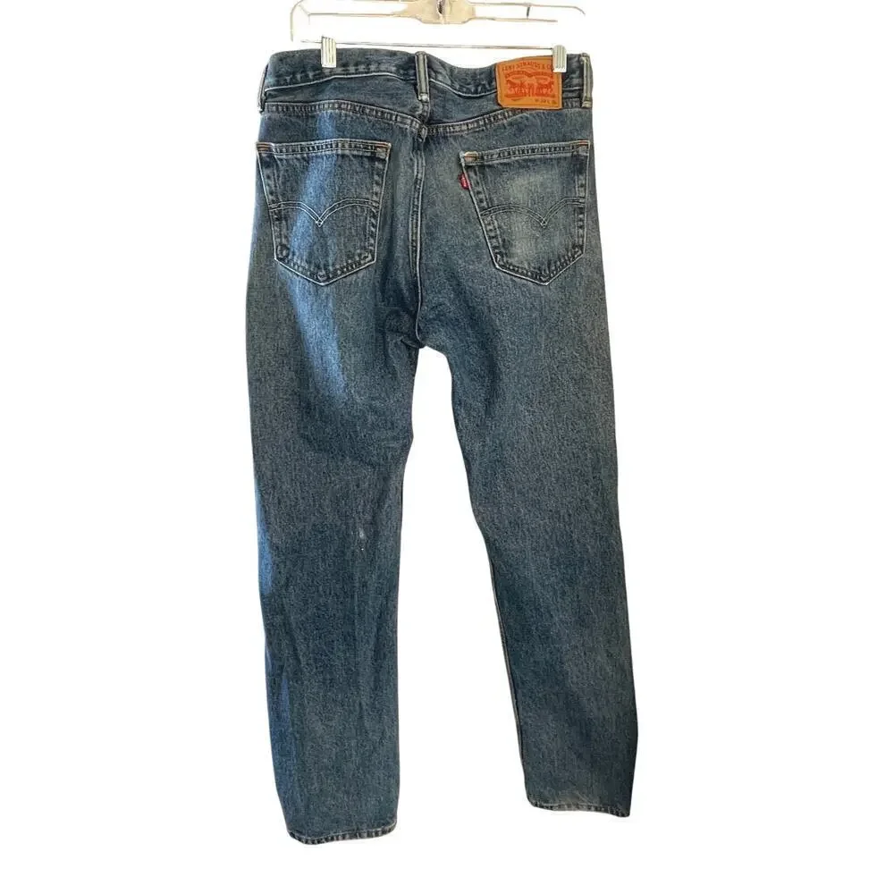 Levis Jeans Men's 505 33x36 Regular Straight Denim Work Pant Medium Stone Cotton